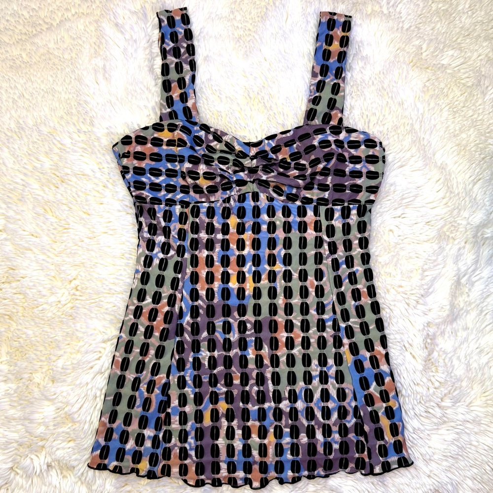 Elana Kattan Multicolor Vintage/Retro Polka Dot Sleeveless Top